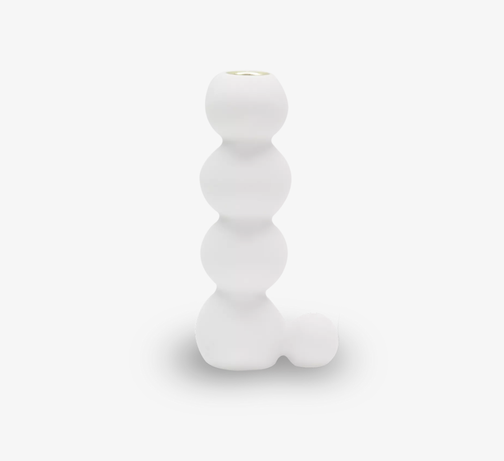 TALL BUBBLE CANDLEHOLDER, WHITE