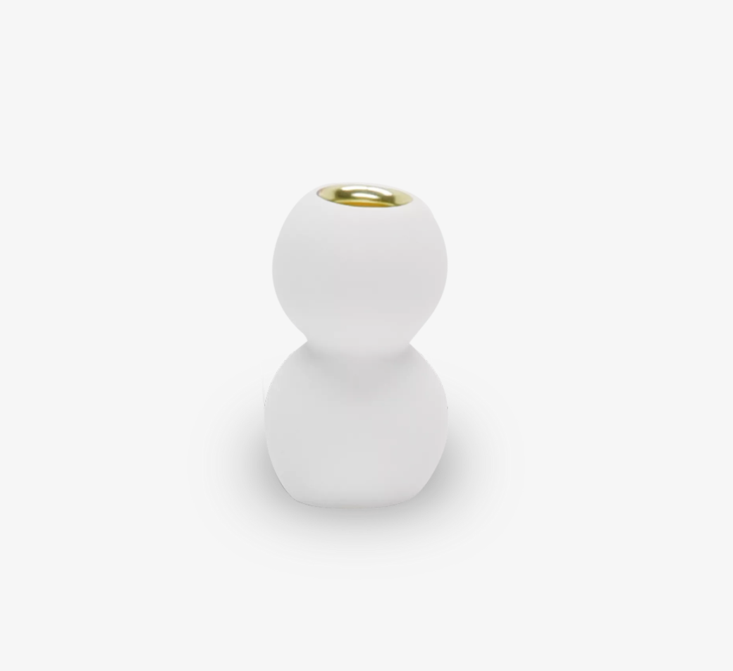 TWO BUBBLE SMALL CANDLEHOLDER, WHITE