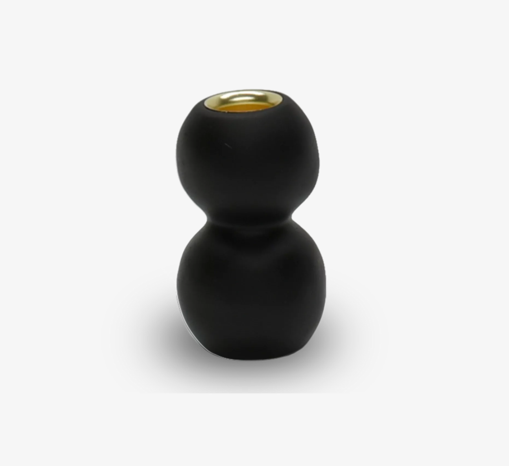 TWO BUBBLE SMALL CANDLEHOLDER, BLACK