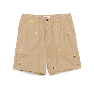 HAPPY EMBROIDERED SHORT SAND