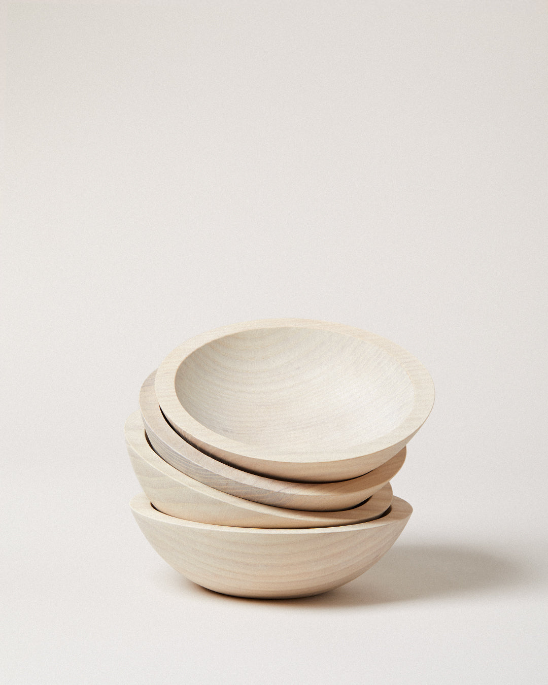 WHITE CRAFTED WOODEN BOWLS