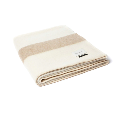 THE SIEMPRE RECYCLED BLANKET IN IVORY WITH BEIGE STRIPE