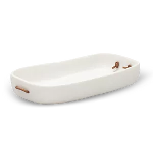 CUADRADO VANITY TRAY WITH LEATHER HANDLE, WHITE