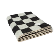 Load image into Gallery viewer, CROSBY HEIRLOOM BLANKET BLACK/IVORY CHECK