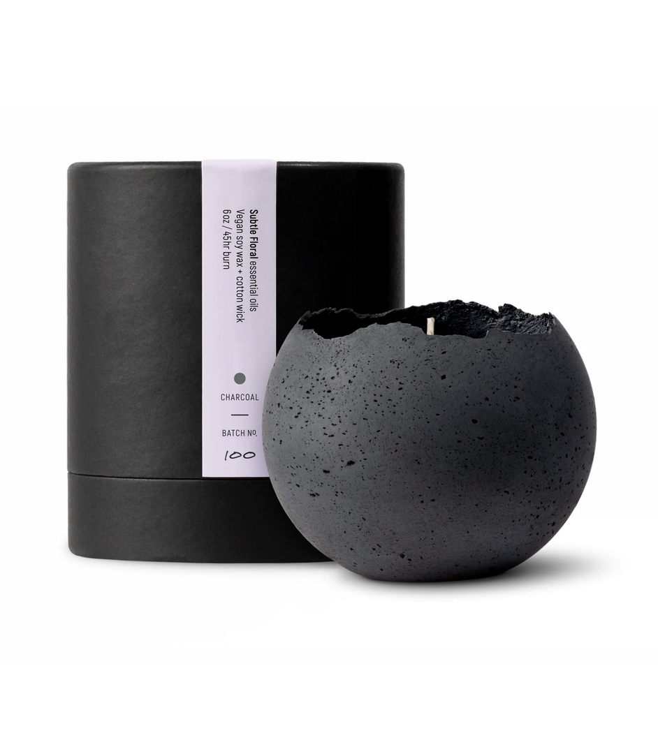 MEDIUM CHARCOAL ORBIS CONCRETE CANDLE - UNSCENTED