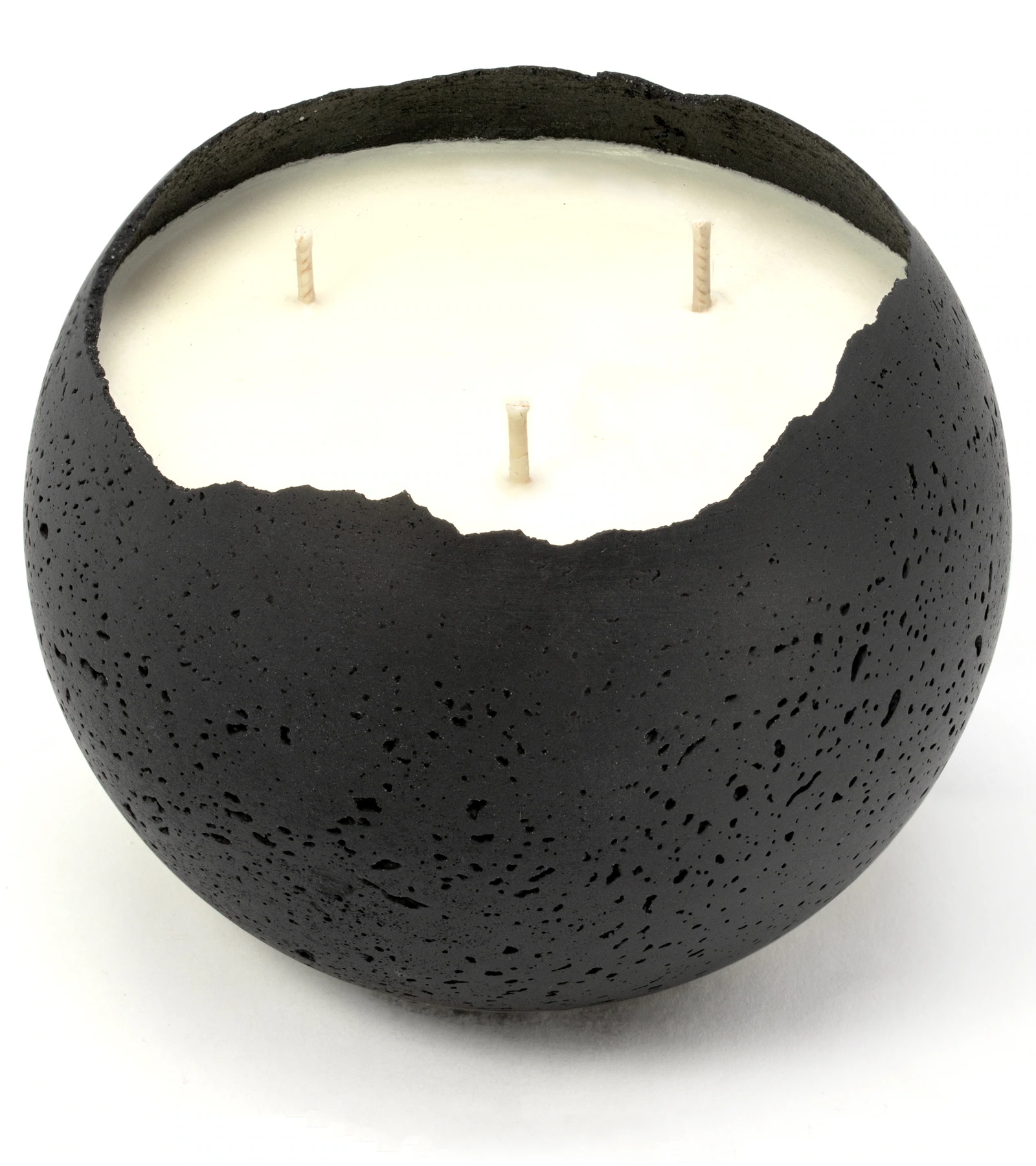 LARGE BLACK ORBIS CONCRETE CANDLE - WOODLAND