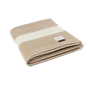 THE SIEMPRE RECYCLED BLANKET IN BEIGE WITH IVORY STRIPE