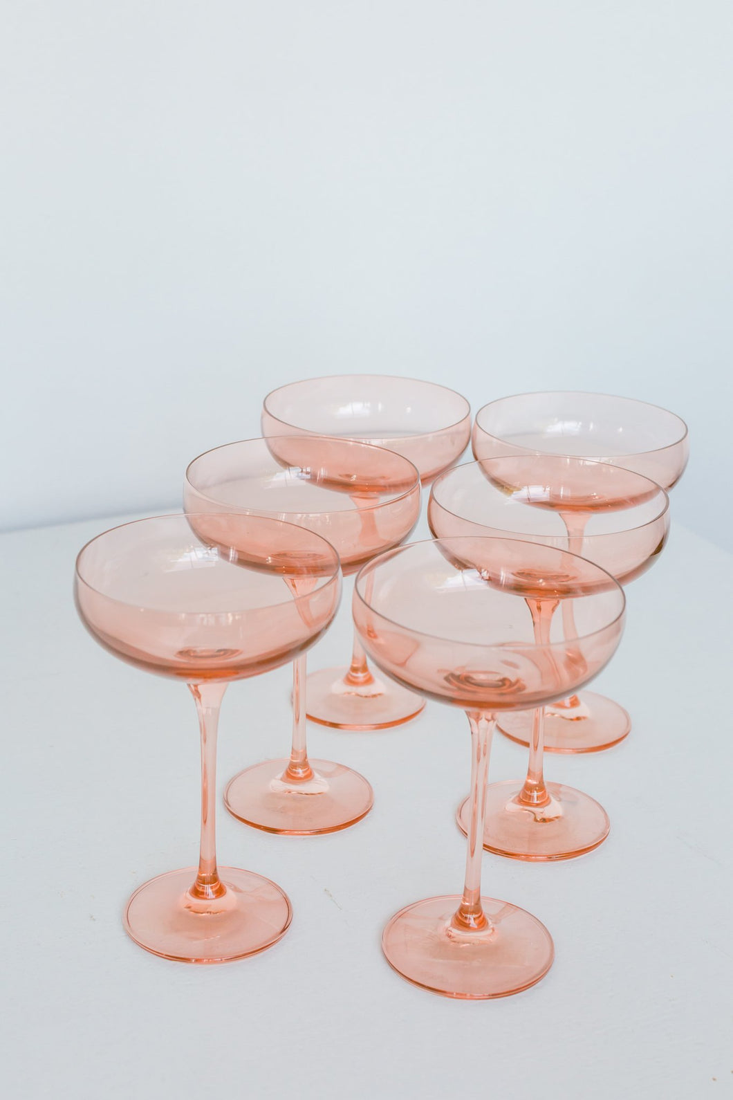 BLUSH PINK CHAMPAGNE COUPE GLASSES, SET OF 6