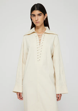 Load image into Gallery viewer, LACE UP KAFTAN DRESS IN CREAM
